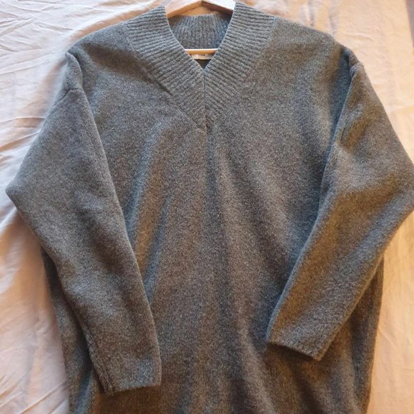 ZARA Wool Blend V-Neck Sweater - S - Taupe Grey - Picture 2 of 6